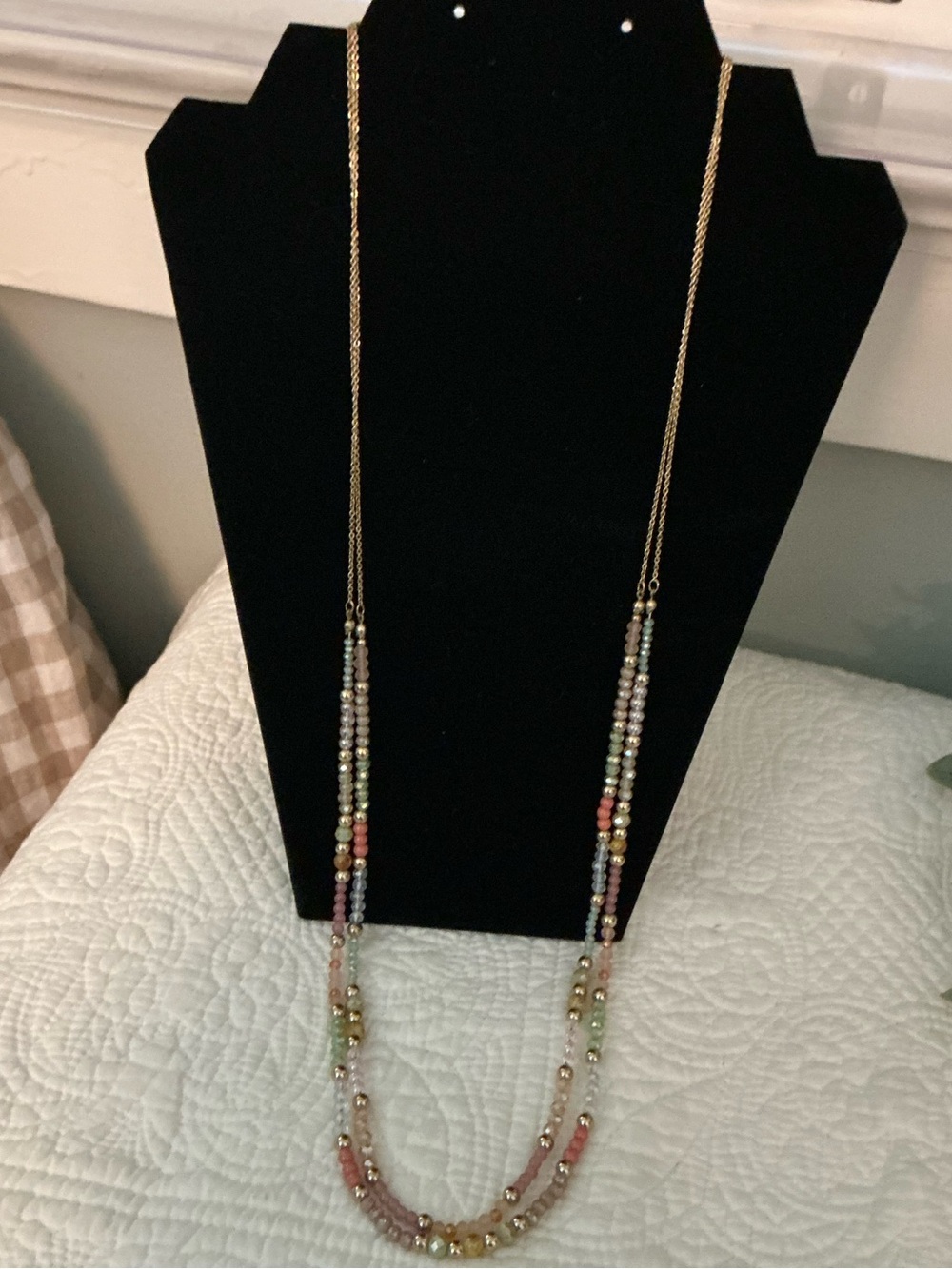 LOFT Pastel Multi-Bead Long Necklace with Gold Chain